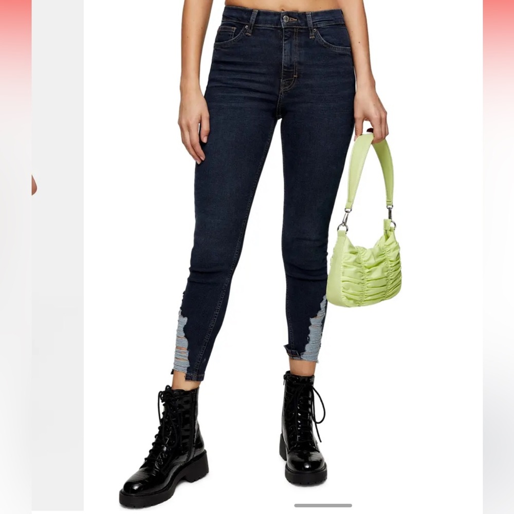 ๐ฅ๐HOST PICK๐๐ฅ NWT $80 Topshop Jamie skinny jeans with ripped hem size 4 - Picture 13 of 14